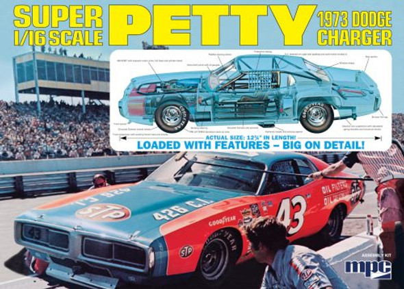 OakridgeStores.com | AMT MPC - Richard Petty 1973 Dodge Charger 1:16 - Plastic Model Car Kit 849398046524