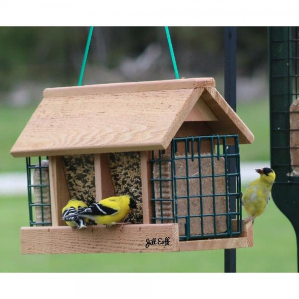 OakridgeStores.com | BACKYARD ESSENTIALS - Double Option Hopper Feeder with Suet Cages 645194082434