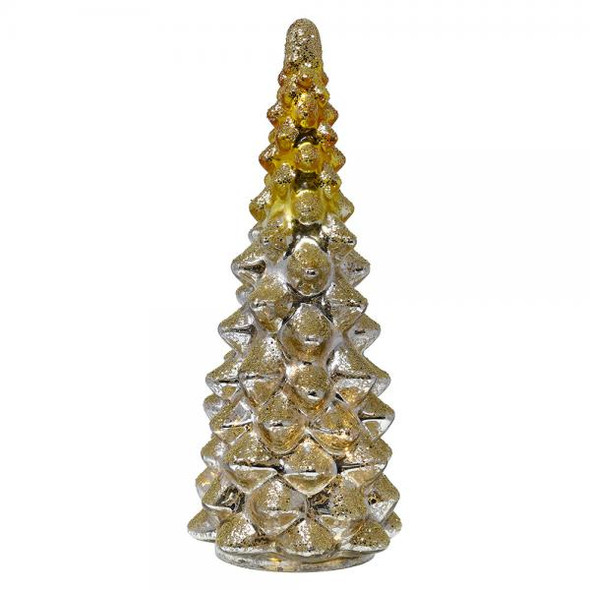 OakridgeStores.com | GIFT ESSENTIALS - Gold & Silver Mercury Glass LED Tree Medium 645194083783