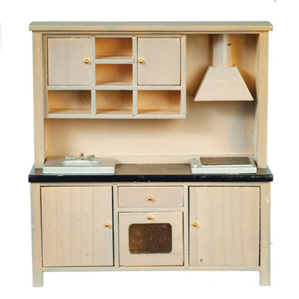 OakridgeStores.com | AZTEC - Modern Kitchen Set - Sink/Stove/Cabinet - Gray/Black - 1" Scale Dollhouse Miniature (T2603)