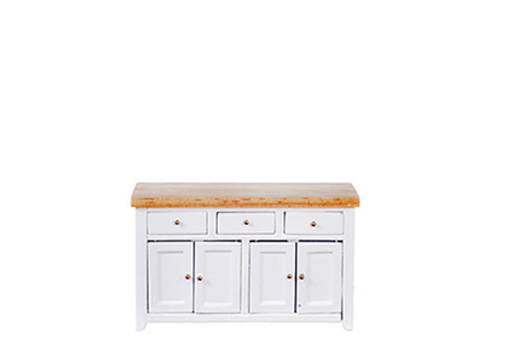 OakridgeStores.com | AZTEC - Modern Kitchen Counter - White/Oak - 1" Scale Dollhouse Miniature (T2633)