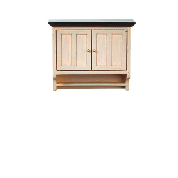 OakridgeStores.com | AZTEC - Modern Kitchen Upper Cabinet - Grey/Black - 1" Scale Dollhouse Miniature (T2642)