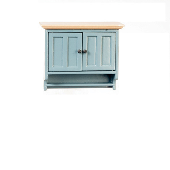 OakridgeStores.com | AZTEC - Modern Kitchen Upper Cabinet - Blue/Oak - 1" Scale Dollhouse Miniature (T2643)