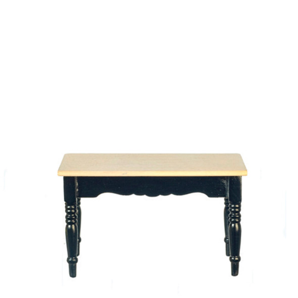 OakridgeStores.com | AZTEC - Modern Kitchen Table With Turned Leg - Black/Oak - 1" Scale Dollhouse Miniature (T2678)