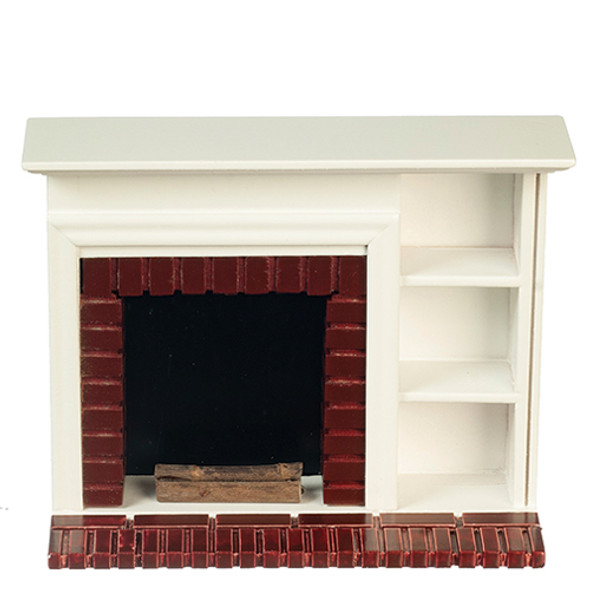 OakridgeStores.com | AZTEC - Fireplace With Shelves - White - 1" Scale Dollhouse Miniature (T5519)