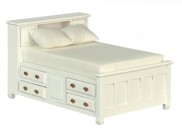 OakridgeStores.com | AZTEC - Double Bed - White - 1" Scale Dollhouse Miniature (T5766)