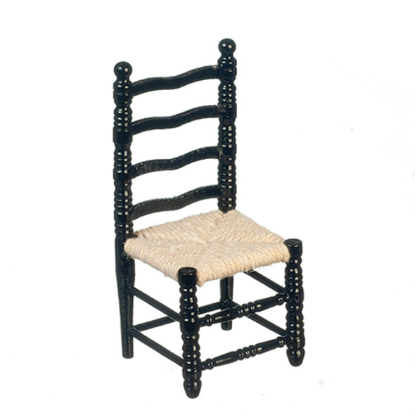 OakridgeStores.com | AZTEC - Side Chair - Black With Woven Seat - 1" Scale Dollhouse Miniature (T5815)