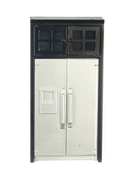 OakridgeStores.com | AZTEC - Refrigerator With Cabinet - Black - 1" Scale Dollhouse Miniature (T5834)