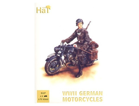 OakridgeStores.com | HAT INDUSTRIE - WW-Ii German Mototcycles 1:72 Scale Plastic Military Figures Kit (8127) 696957081270