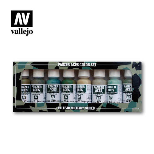 OakridgeStores.com | VALLEJO - Panzer Aces #3 Colors - Acrylic Paint Set (70126) 8429551701266
