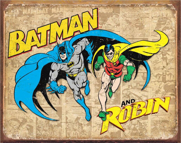 OakridgeStores.com | Desperate Signs - Batman and Robin Weathered Tin Sign (1826) 605279118267