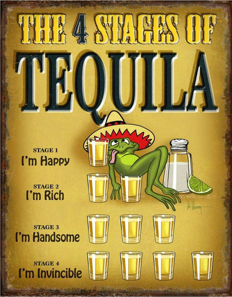 OakridgeStores.com | Desperate Signs - 4 Stages of Tequila Tin Sign (2412) 605279124121