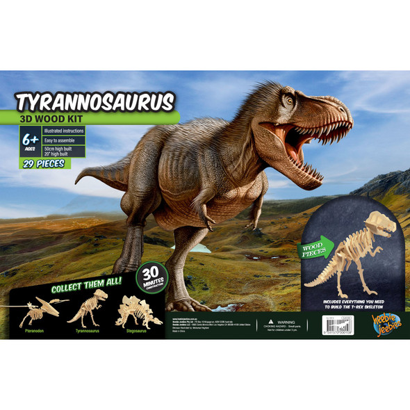 OakridgeStores.com | Heebie Jeebies - Large Tyrannosaurus Dinosaur 3D Wooden Puzzle (HJ-1014) 9341570000108