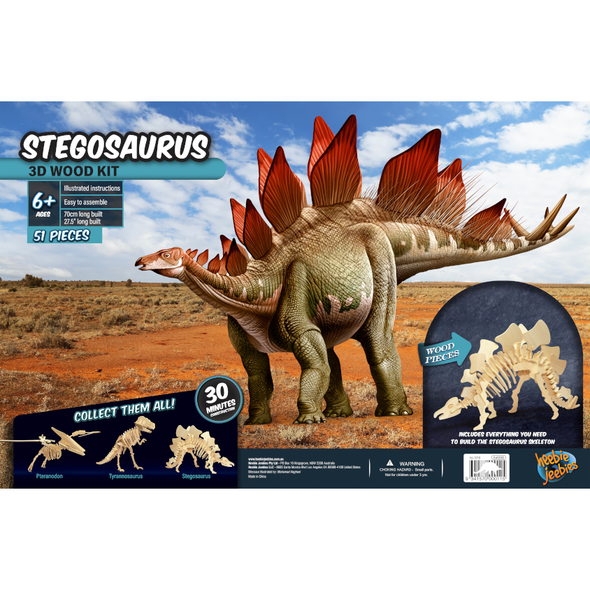 OakridgeStores.com | Heebie Jeebies - Large Stegasaurus Dinosaur 3D Wooden Puzzle (HJ-1016) 9341570000115
