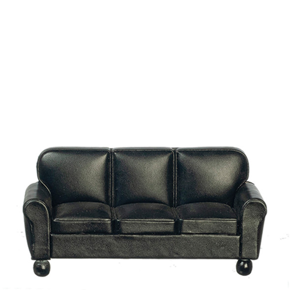 OakridgeStores.com | AZTEC - Black Leather Sofa -1" Scale Dollhouse Furniture (T2006)