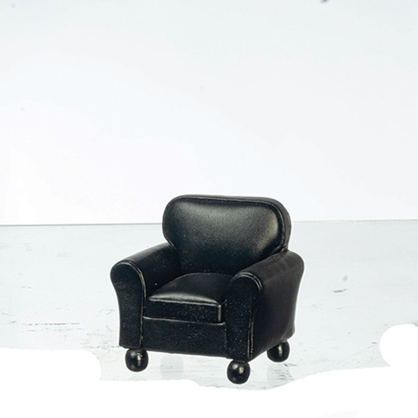 OakridgeStores.com | AZTEC - Black Leather Armchair -1" Scale Dollhouse Furniture (T2008)