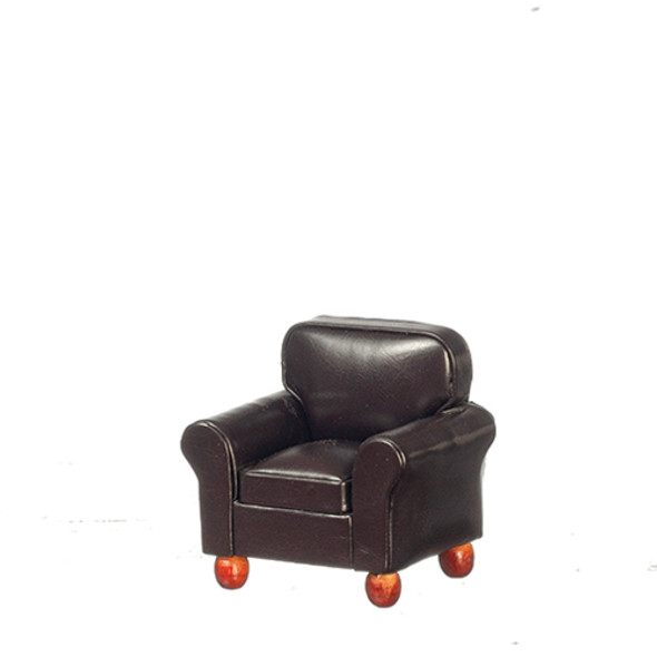 OakridgeStores.com | AZTEC - Brown Leather Armchair -1" Scale Dollhouse Furniture (T2012)