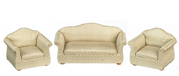 OakridgeStores.com | AZTEC -  Beige Sofa Set - 3 pcs -1" Scale Dollhouse Furniture (T2017)