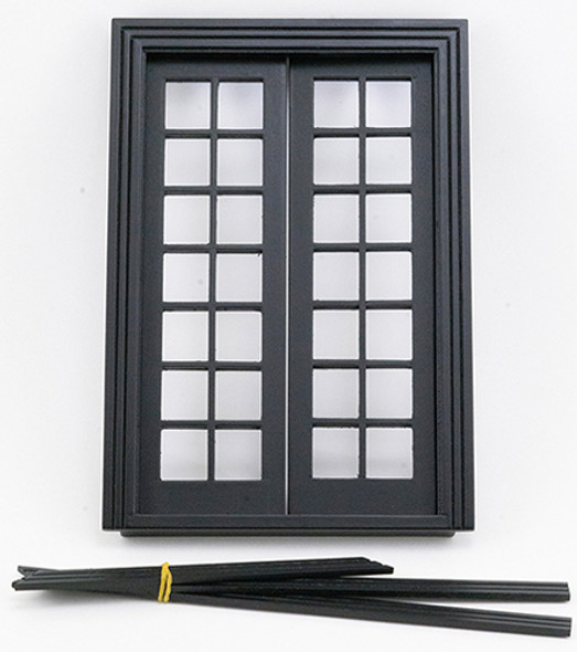OakridgeStores.com | CLASSICS DOLLHOUSE - Black Double French Door - 1" Scale Dollhouse Miniature (76015)