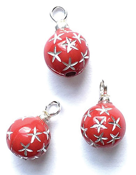 OakridgeStores.com | Creative Impressions - Red Starburst Ornaments - 3 pcs - 1" Scale Dollhouse Miniature (2116)