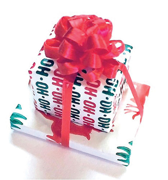 OakridgeStores.com | Creative Little Details - Double Christmas Gift with Bow - 1" Scale Dollhouse Miniature (610)