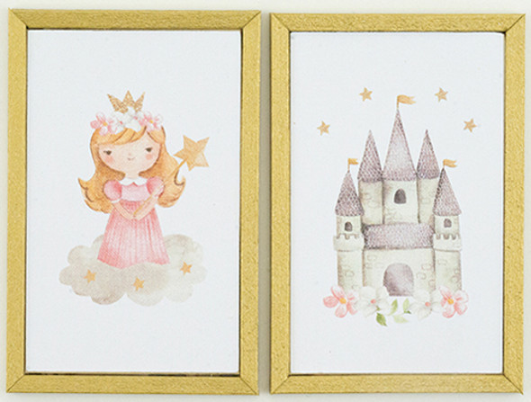 OakridgeStores.com | KC Pictures - Princess Picture Set - set of 2 - 1" Scale Dollhouse Miniature (KF41)