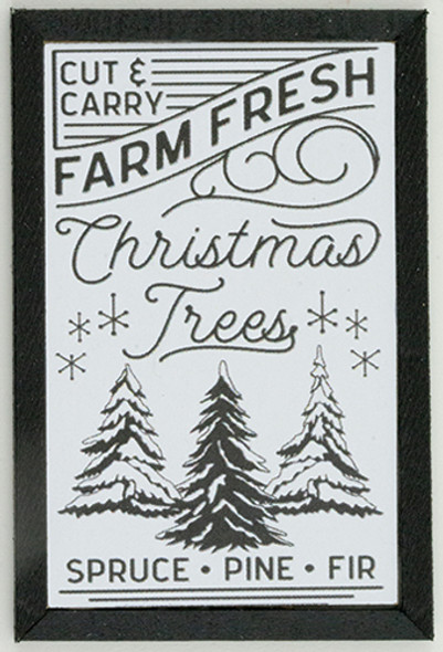 OakridgeStores.com | KC Pictures - Farm Fresh Christmas Trees Picture - black frame - 1" Scale Dollhouse Miniature (XM2BLK)