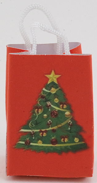 OakridgeStores.com | Multi Minis - Christmas Tree Shopping Bag - 1" Scale Dollhouse Miniature (3961F)