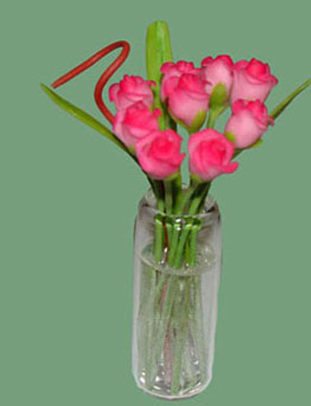 OakridgeStores.com | Vemars - Pink Rose in Vase - 1" Scale Dollhouse Miniature (F1848)
