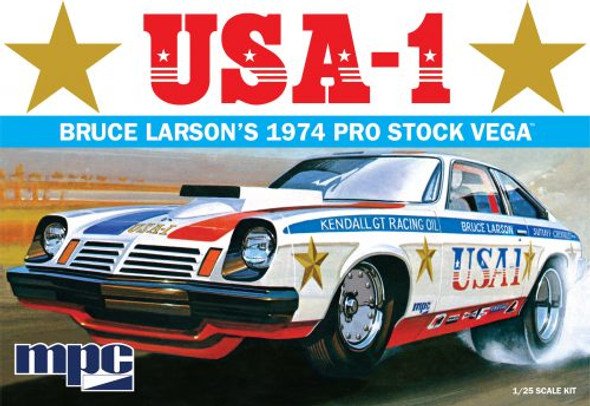OakridgeStores.com | AMT MPC - 1:25 Scale BRUCE LARSON USA-1 PRO STOCK VEGA Plastic Model Car Kit (MPC828) 849398008294