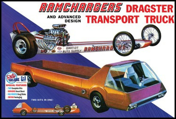 OakridgeStores.com | AMT MPC - 1:25 Scale Ramchargers Dragster & Transport Truck Plastic Model Car Kit (MPC970) 849398053287