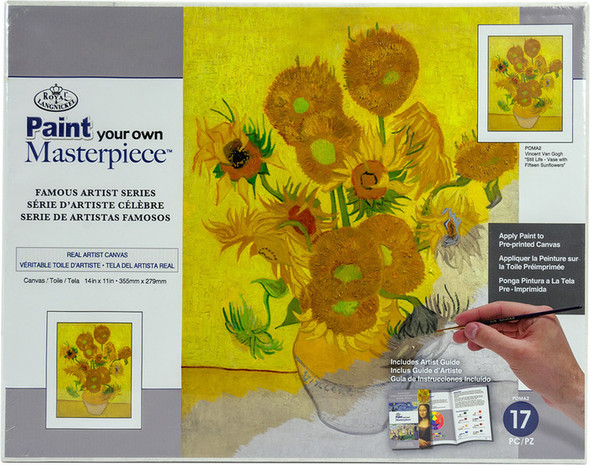 OakridgeStores.com | ROYAL BRUSH Famous Masterpiece Series SUNFLOWERS Paint by Number Kit 14" x 11" (mixing/blending required) (POMA2) 090672374509