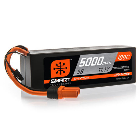 OakridgeStores.com | Spektrum - 11.1V 5000mAh 3S 100C IC5 Smart Hardcase LiPo Battery (SPMX50003S100H5) 605482418383