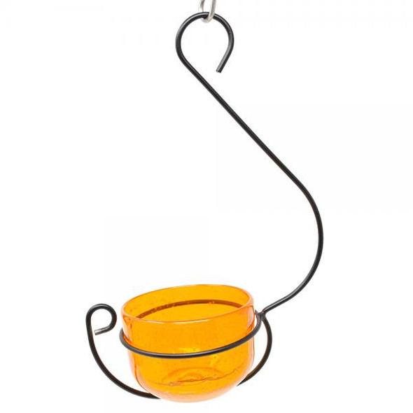 OakridgeStores.com | BACKYARD ESSENTIALS - Orange Glass Hanging Treat and Mealworm Bird Feeder (BE175) 645194779778