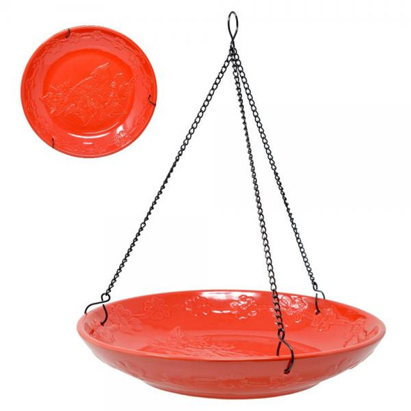 OakridgeStores.com | BACKYARD ESSENTIALS - Cardinal Ceramic Hanging Birdbath (BE802) 645194779891