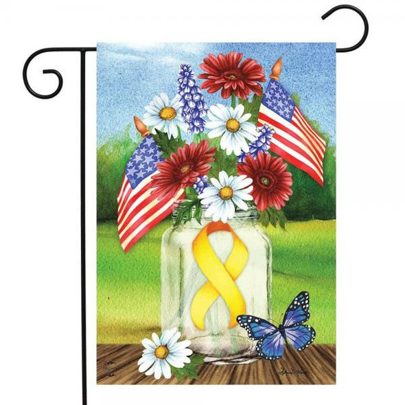 OakridgeStores.com | Briarwood Lane - Support Our Troops Mason Jar American Garden Flag (BLG01570) 840011623368