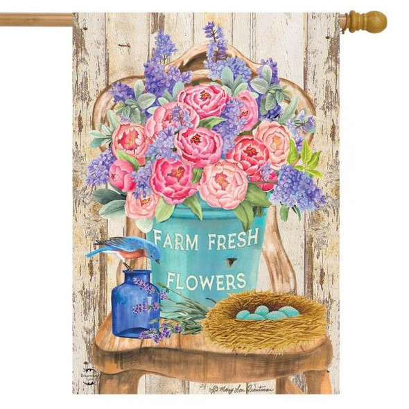 OakridgeStores.com | Briarwood Lane - Farm Fresh Peonies House Flag (BLH01562) 840011622514