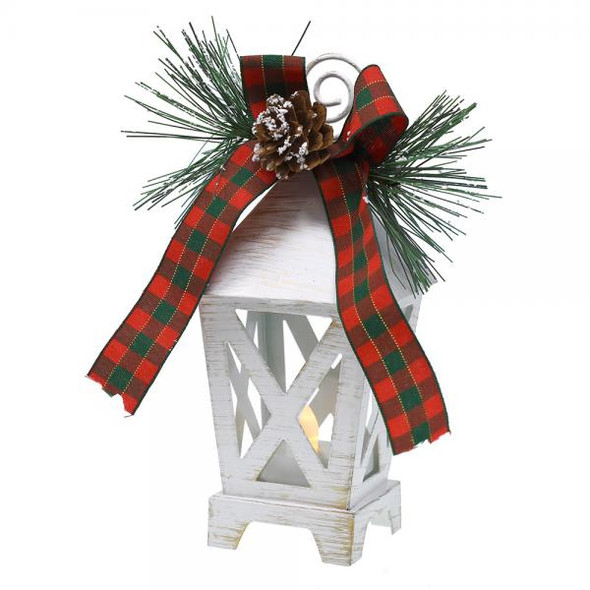 OakridgeStores.com | Gift Essentials - Mini Illuminated Christmas Lantern White w/ Placecard & Photo Holder LED (GE3035) 645194083844