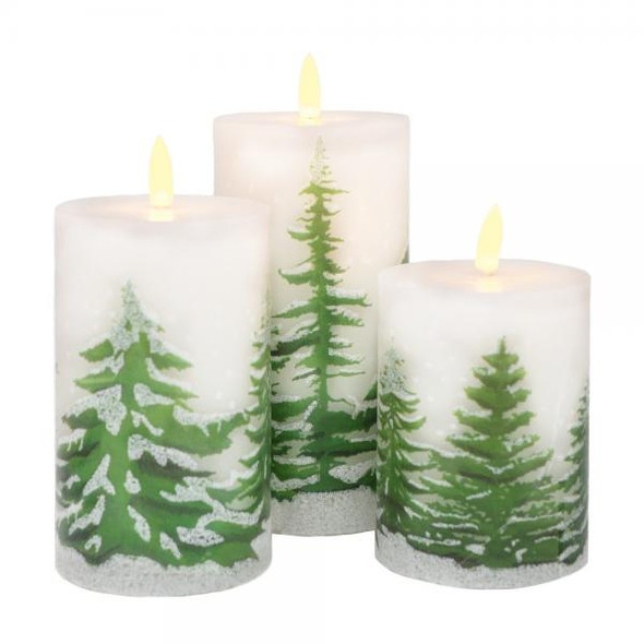 OakridgeStores.com | Gift Essentials - Pine Tree (Christmas) Candle 3pc set LED (GE3061) 645194085343