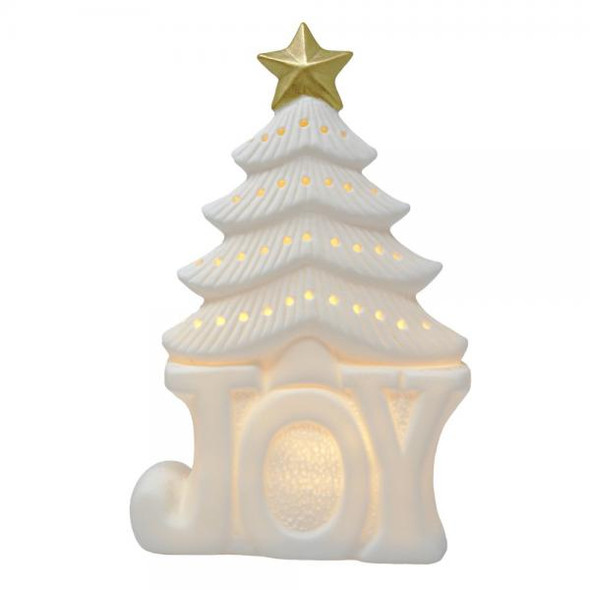 OakridgeStores.com | Gift Essentials - Illuminated Christmas Porcelain JOY Tree LED 8"H (GE3065) 645194085381