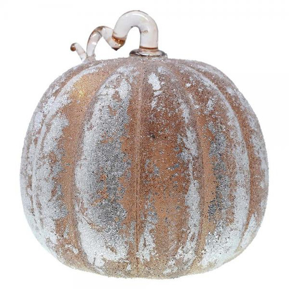 OakridgeStores.com | Gift Essentials - Large Frosted Glass Illuminated Taupe Pumpkin LED (GE4004) 645194083943