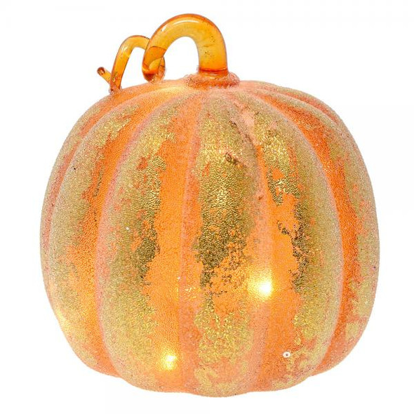 OakridgeStores.com | Gift Essentials - Large Frosted Glass Illuminated Orange Pumpkin LED (GE4006) 645194083967