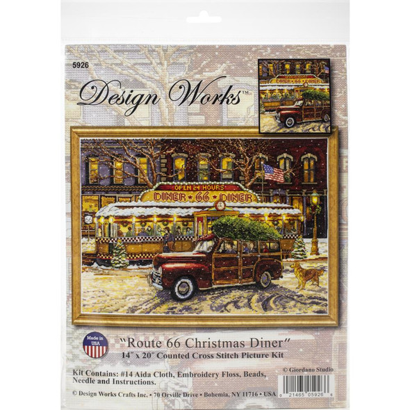 OakridgeStores.com | Design Works - Counted Cross Stitch Kit 14"X20" - Route 66 Christmas (14 Count) (DW5926) 021465059266