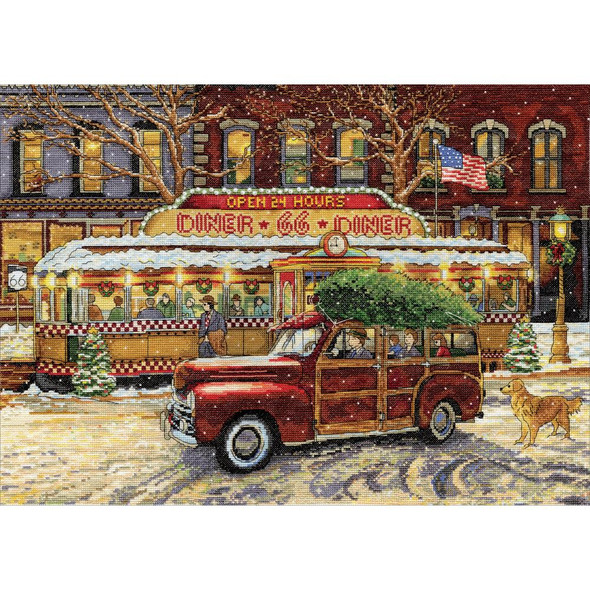 OakridgeStores.com | Design Works - Counted Cross Stitch Kit 14"X20" - Route 66 Christmas (14 Count) (DW5926) 021465059266