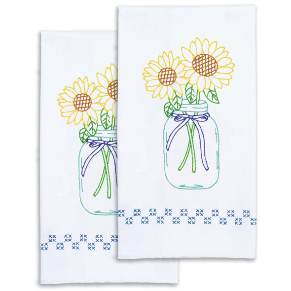 OakridgeStores.com | Jack Dempsey - Stamped Decorative Hand Towel Pair 17"X28" - Sunflowers (320 716) 013155027167