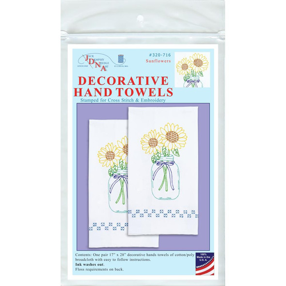 OakridgeStores.com | Jack Dempsey - Stamped Decorative Hand Towel Pair 17"X28" - Sunflowers (320 716) 013155027167