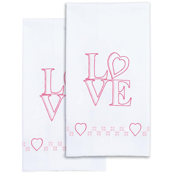 OakridgeStores.com | Jack Dempsey - Stamped Decorative Hand Towel Pair 17"X28" - Love (320 871) 013155028713