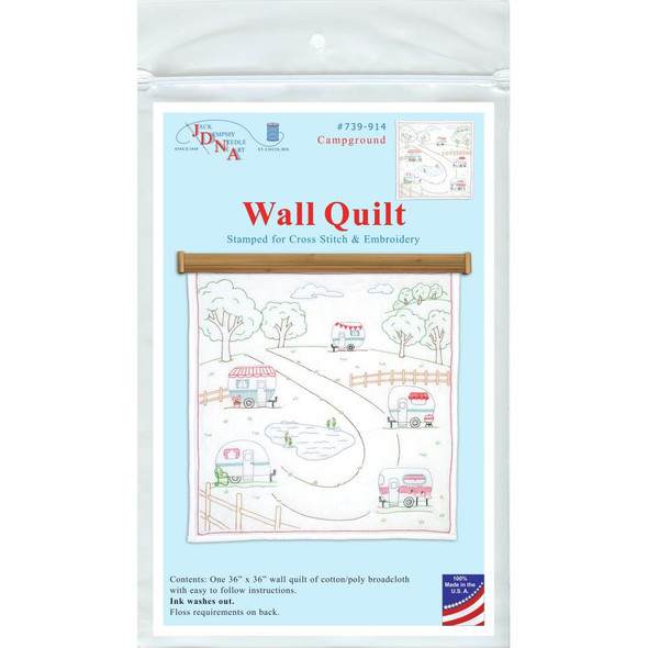 OakridgeStores.com | Jack Dempsey - Stamped White Wall Or Lap Quilt 36"X36" - Campground (739 914) 013155709148