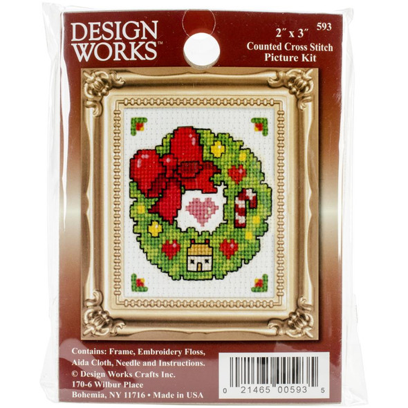 OakridgeStores.com | Design Works - Counted Cross Stitch Kit 2"X3" - Wreath (18 Count) (DW593) 021465005935