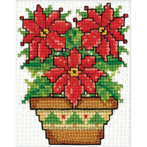 OakridgeStores.com | Design Works - Counted Cross Stitch Kit 2"X3" - Poinsettias (18 Count) (DW594) 021465005942